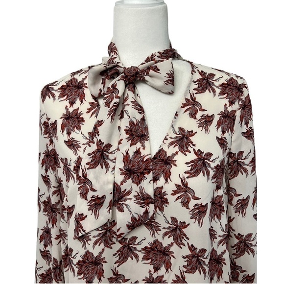 Astr The Label Long Sleeve Bow Neck Sheer Floral Top - Size XS - Picture 2 of 14
